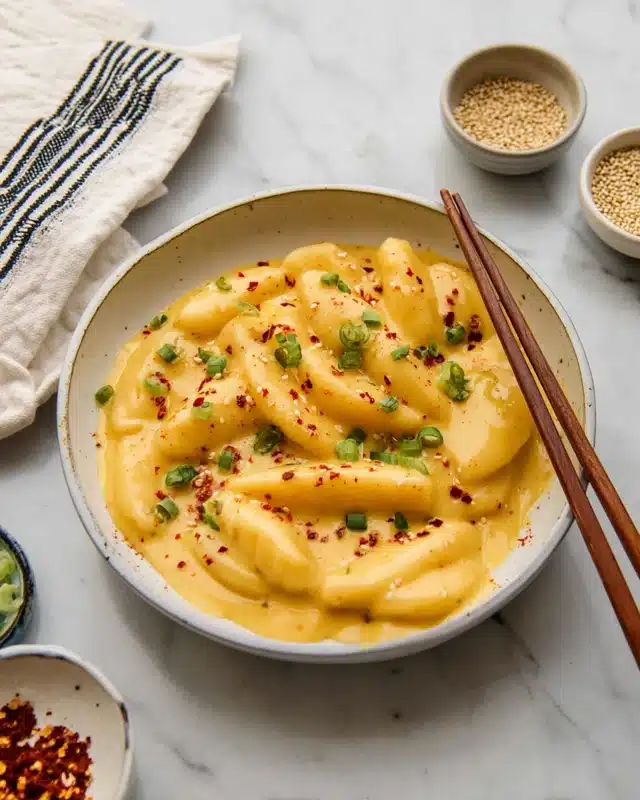 Vegan Cheese Tteokbokki (Cheesy Korean Rice Cakes) Recipe