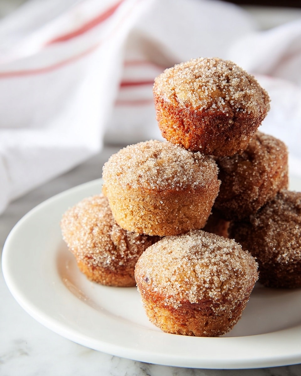 A close-up view of a small round donut hole held between a woman's thumb and forefinger. The donut hole has one visible layer, showing a textured inside that is light brown and crumbly, with a sugar-coated outer layer that is darker brown and grainy. In the background, a white plate with more donut holes is placed on a white marbled surface. The lighting is bright and soft, highlighting the sugar crystals on the donut hole. photo taken with an iphone --ar 4:5 --v 7
