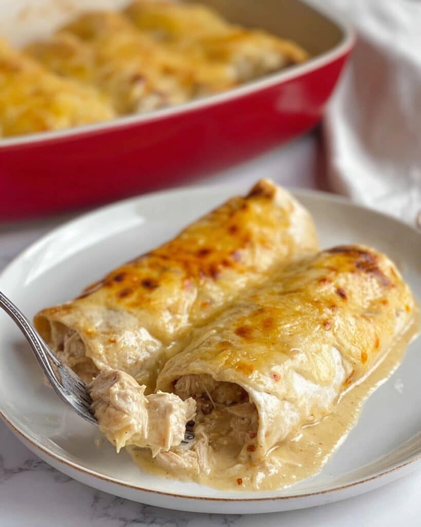 Easy Creamy White Chicken Enchiladas Recipe