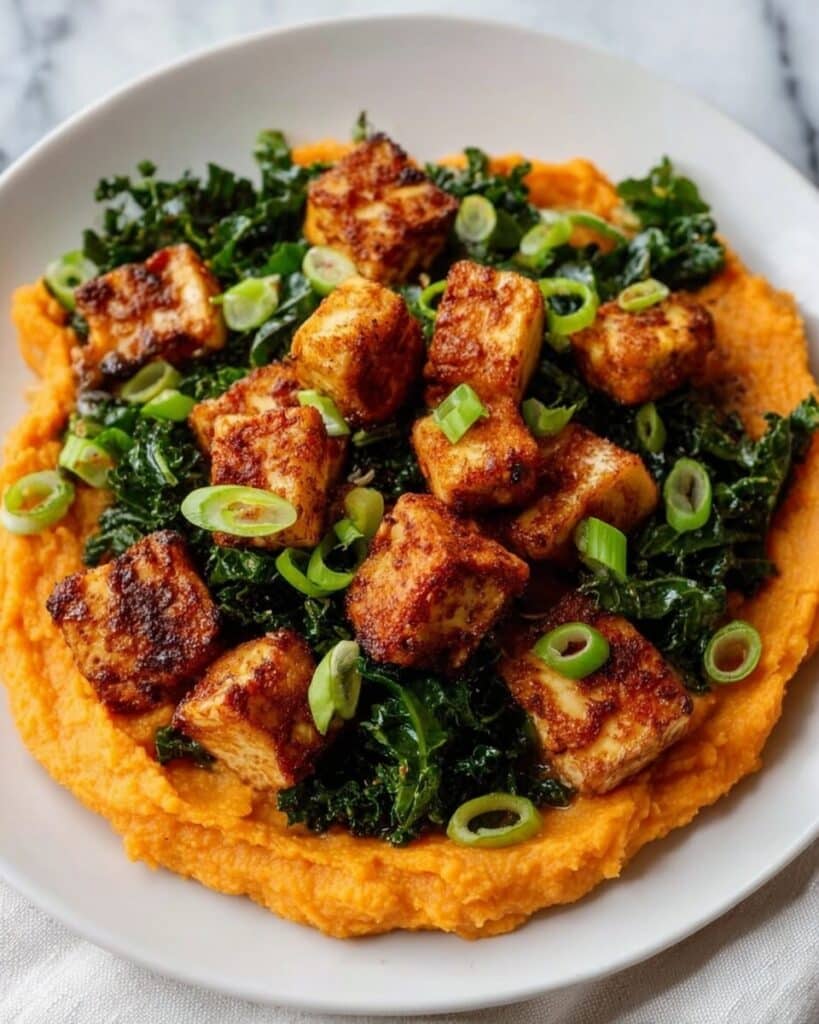 Maple Miso Whipped Sweet Potatoes with Cornmeal Crusted Tofu Recipe