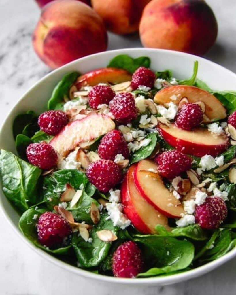 White Peach Raspberry Almond Salad Recipe