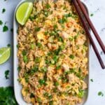 Spaghetti Pad Thai with Chicken and Chili Almond Sauce Recipe