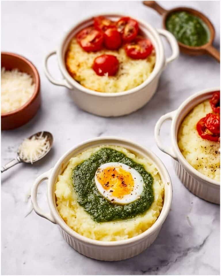 Creamy Breakfast Polenta with Pesto & Eggs Recipe