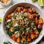 Roasted Sweet Potato and Lentil Salad with Garlic Tahini Dressing Recipe