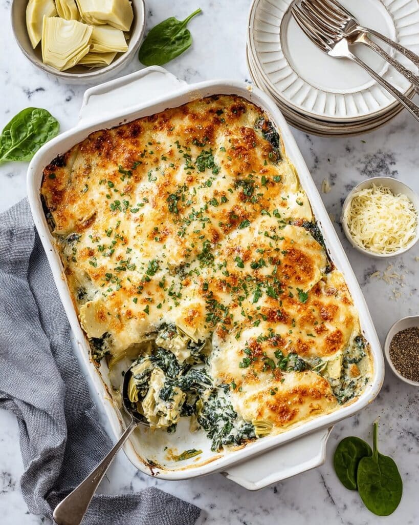 Creamy Spinach Artichoke Chicken Bake (with Greek Yogurt) Recipe