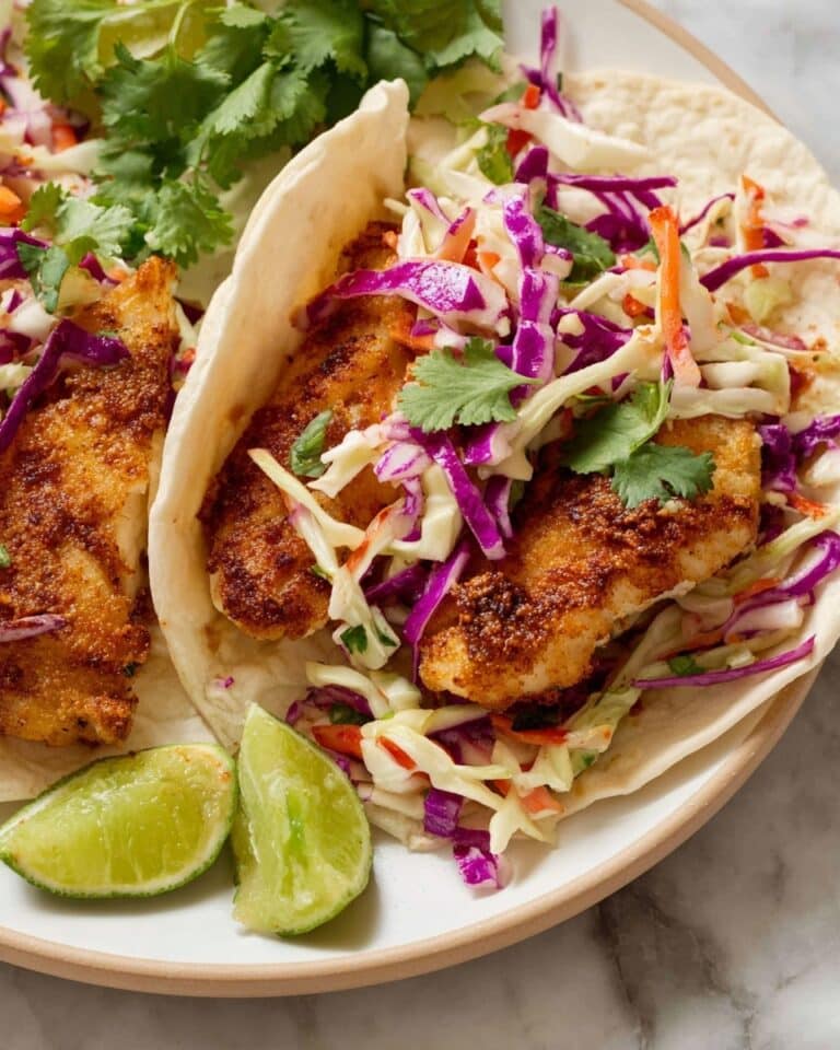 Air Fryer Fish Tacos with Cilantro Lime Slaw Recipe