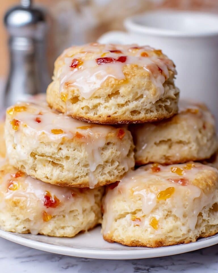 Peach Buttermilk Biscuits with Sweet Glaze Recipe