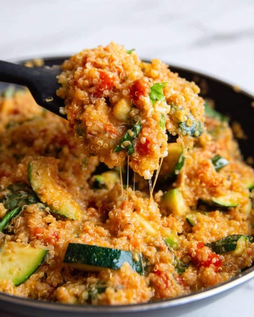 Easy Tomato & Basil Quinoa Risotto – GF, Vegetarian/Vegan Option Recipe