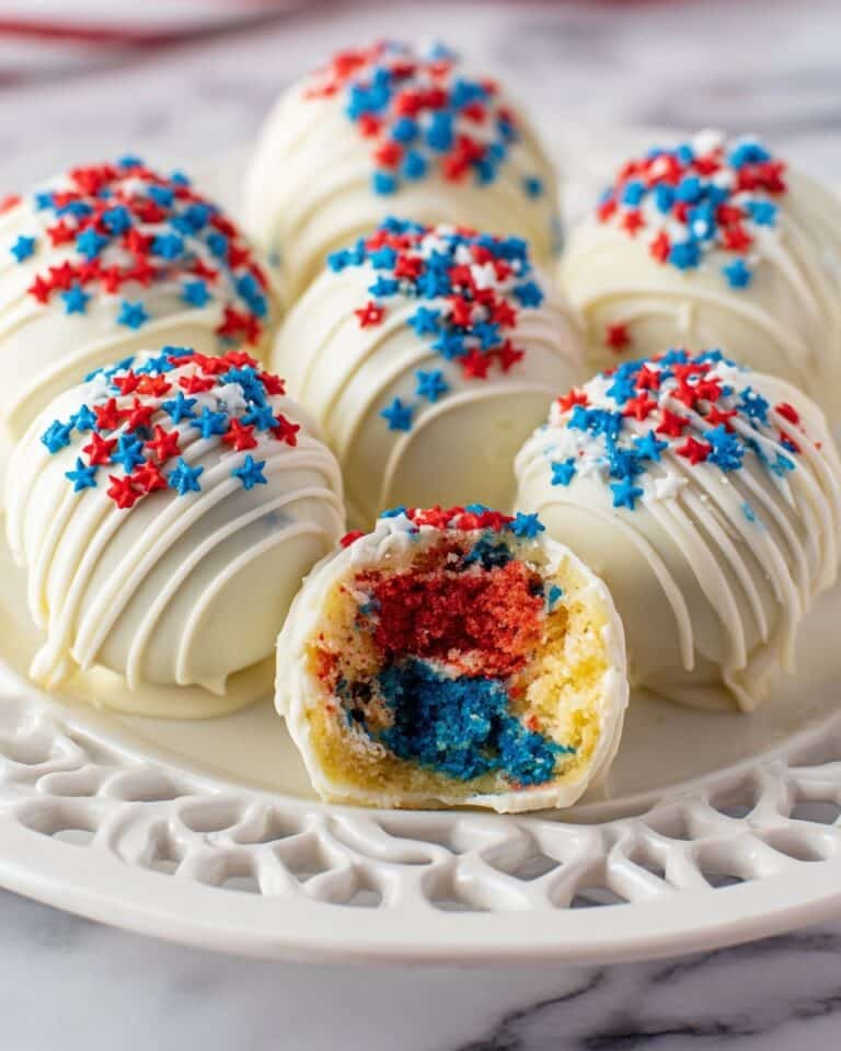 Red, White, and Blue Cake Balls Recipe