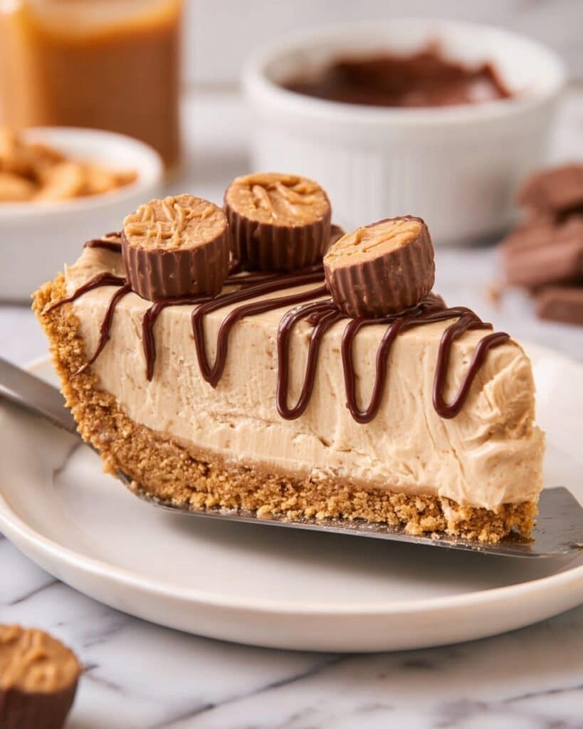 Creamy Peanut Butter Pie with Nutella Drizzle Recipe
