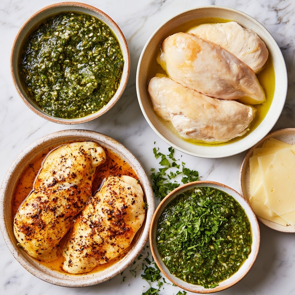 The image shows several slices of grilled chicken arranged in a row on a white plate with colorful floral edges, resting on a white marbled surface. Each slice is topped with melted yellow cheese that slightly covers the chicken, with visible grill marks on the chicken's golden-brown surface. Small green herbs are sprinkled over the chicken and cheese, adding color contrast. A cut lime half with a bright green interior sits next to the chicken on the plate. The lighting highlights the juicy texture of the chicken and the smoothness of the melted cheese, with a close-up focus emphasizing the layers of chicken and melted cheese photo taken with an iphone --ar 4:5 --v 7