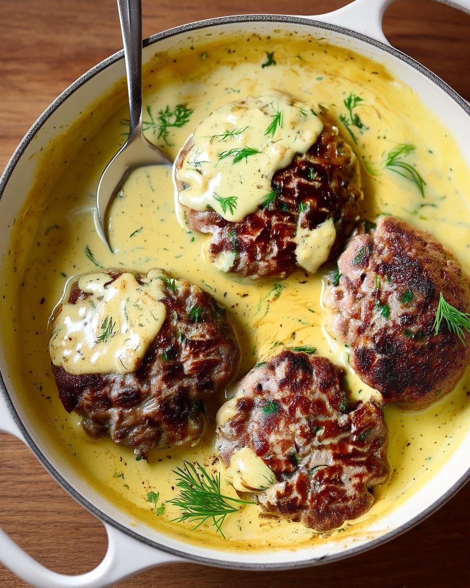 Hamburger Steaks in Creamy Dill Sauce Recipe