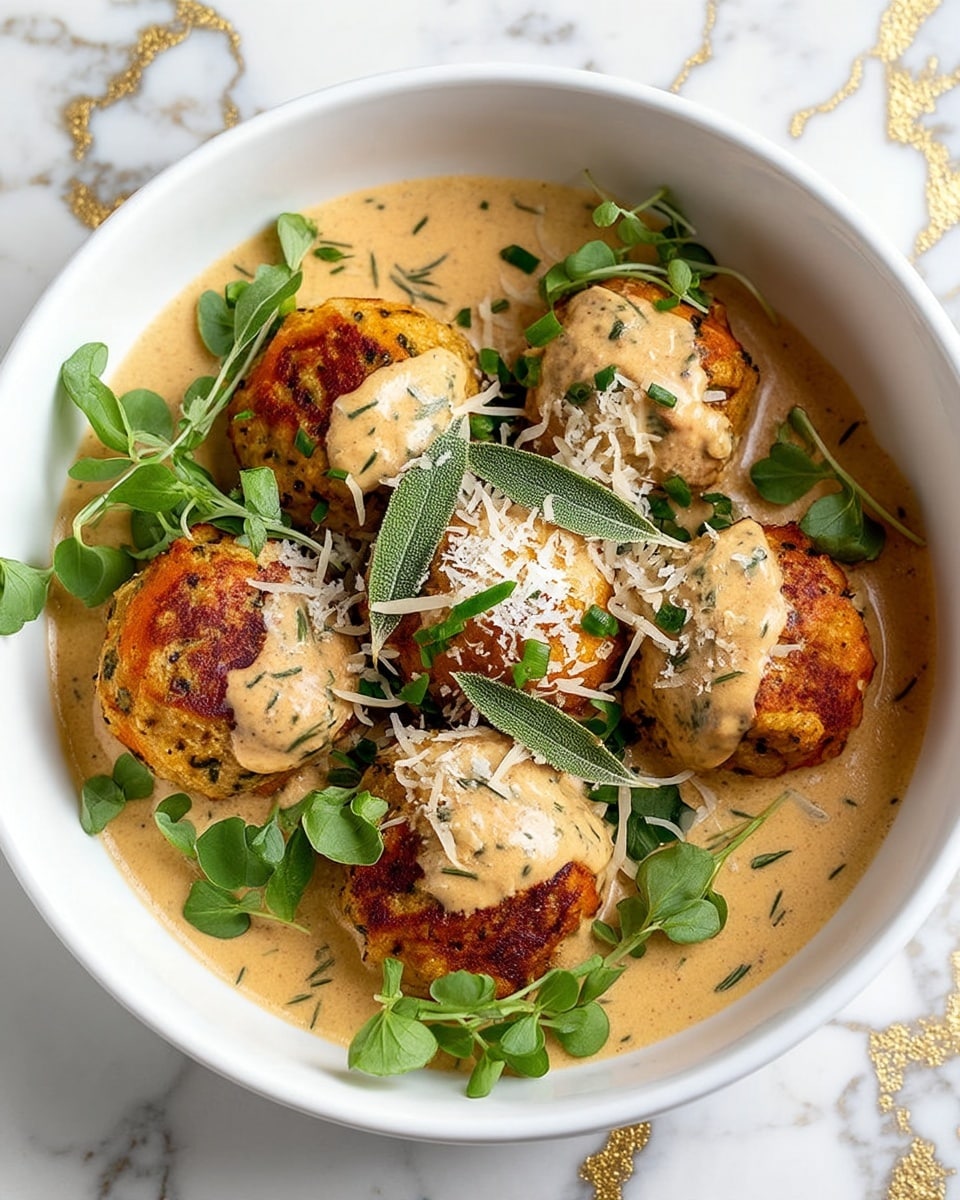 Pumpkin Chicken Meatballs in Sage Cream Sauce Recipe