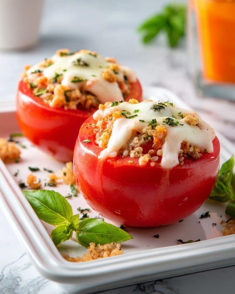 Stuffed Tomatoes with Parmesan, Mozzarella, and Herbed Breadcrumbs Recipe