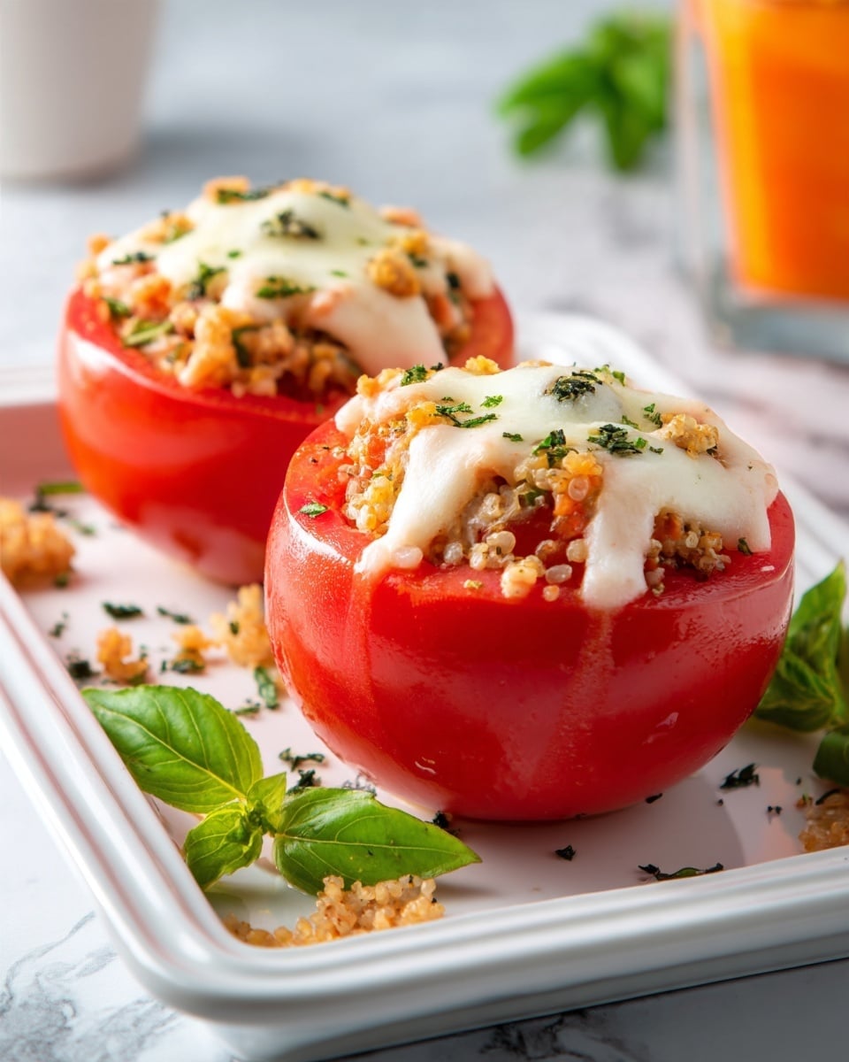 Stuffed Tomatoes with Parmesan, Mozzarella, and Herbed Breadcrumbs Recipe