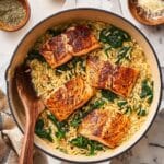 One Pan Lemony Salmon Orzo Recipe