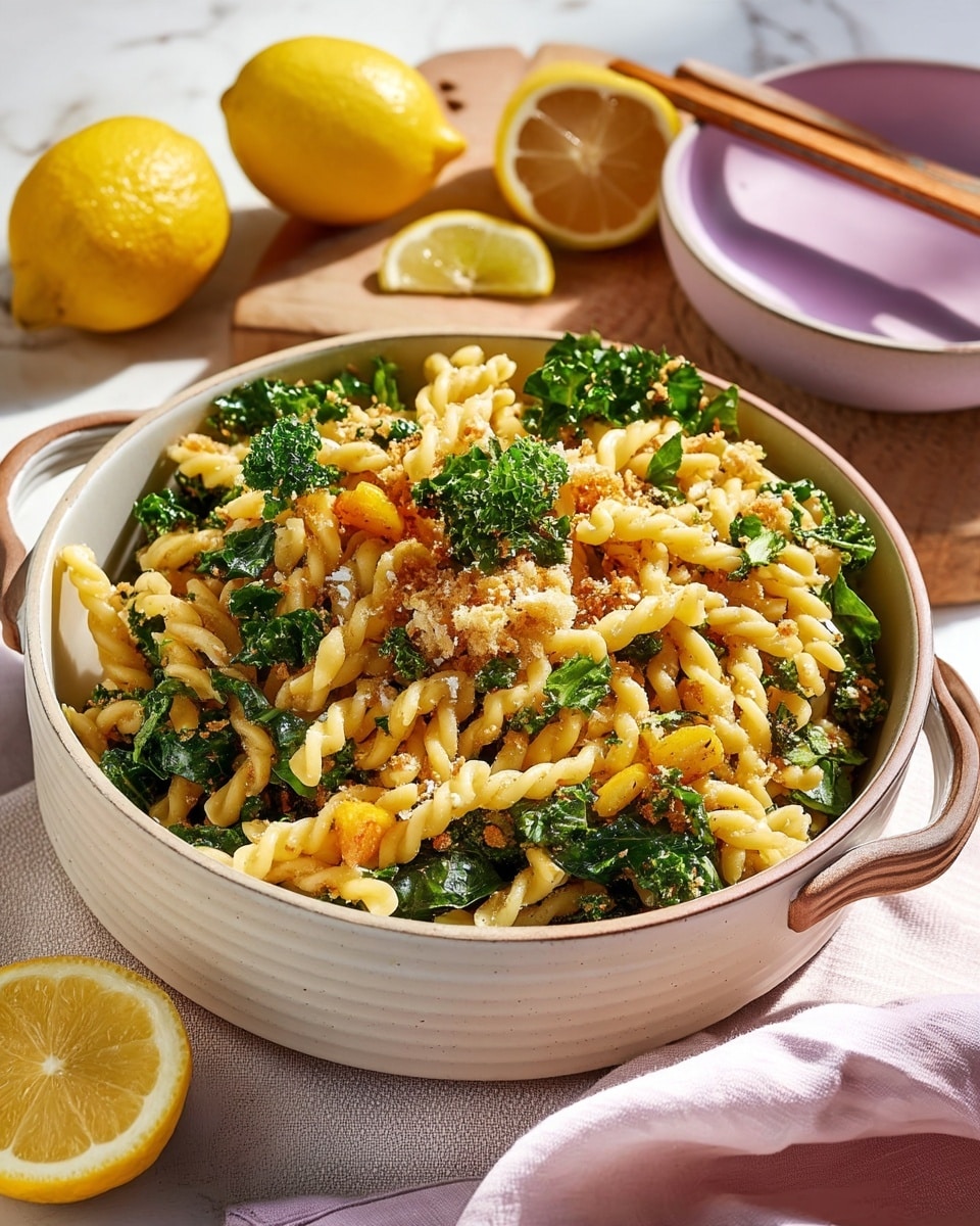 High-Protein Lemony Kale Pasta Salad Recipe